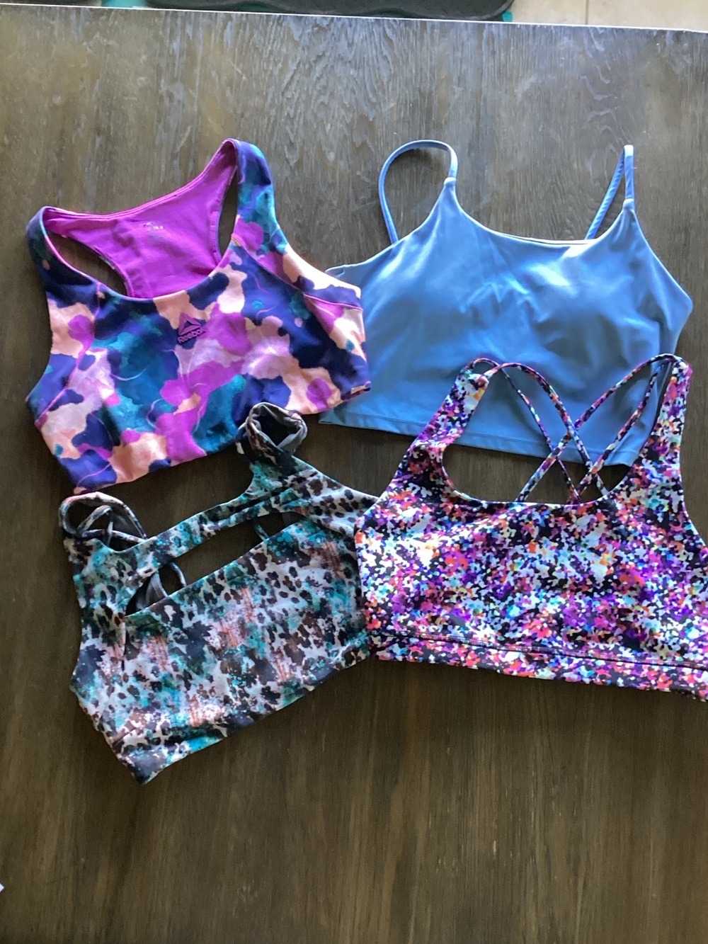 Assorted Women's Sports Bras - Pink, Purple, Blue & Teal Prints